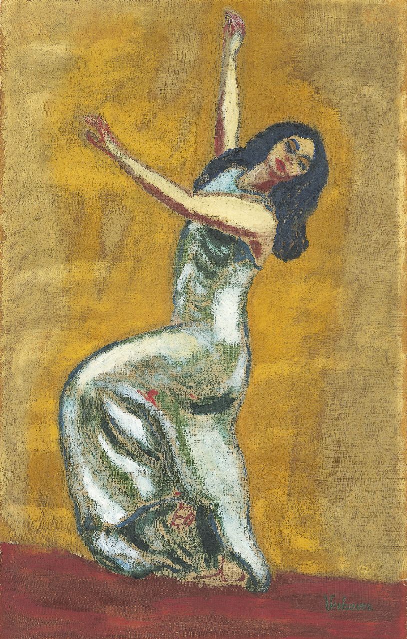 Verhoeven J.  | Jan Verhoeven, Dancer, oil on canvas 60.7 x 38.2 cm, signed l.r. and painted ca. 1910-1912