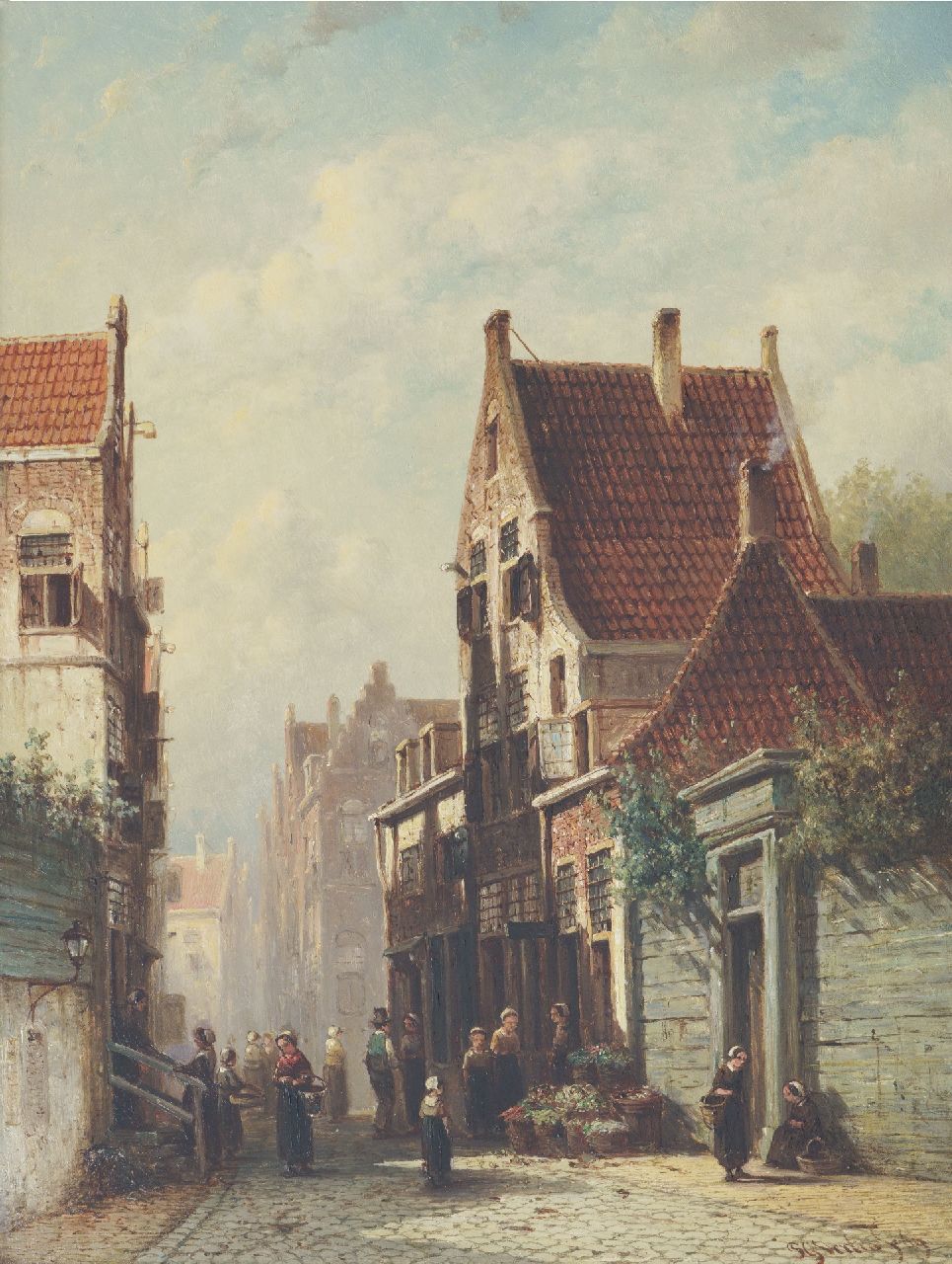 Vertin P.G.  | Petrus Gerardus Vertin | Paintings offered for sale | A sunny street with vegetable shed, oil on panel 41.1 x 31.6 cm, signed l.r. and dated '69
