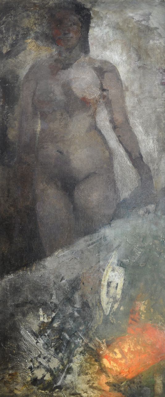 Breitner G.H.  | George Hendrik Breitner | Paintings offered for sale | Standing female nude, oil on canvas 195.0 x 80.0 cm, signed l.r. and painted ca.1878