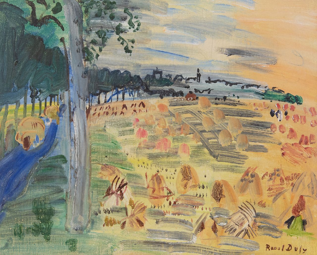 Dufy R.  | Raoul Dufy, Moisson de Langres (Harvest in Langres), oil on canvas 33.0 x 41.0 cm, signed l.r. and dated  'Langres' 1935