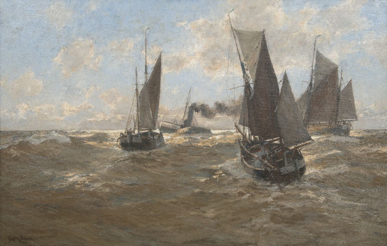 Günther E.C.W.  | 'Erwin' Carl Wilhelm Günther | Paintings offered for sale | Sailing ships on the high seas, oil on canvas 65.5 x 101.0 cm, signed l.l.