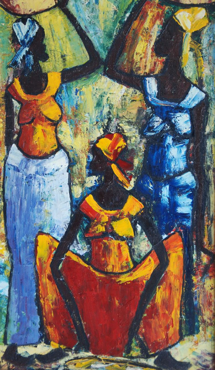 Jespers E.  | Emile Jespers | Paintings offered for sale | African ladies, oil on board 56.0 x 34.0 cm, gesigneerd linksonder