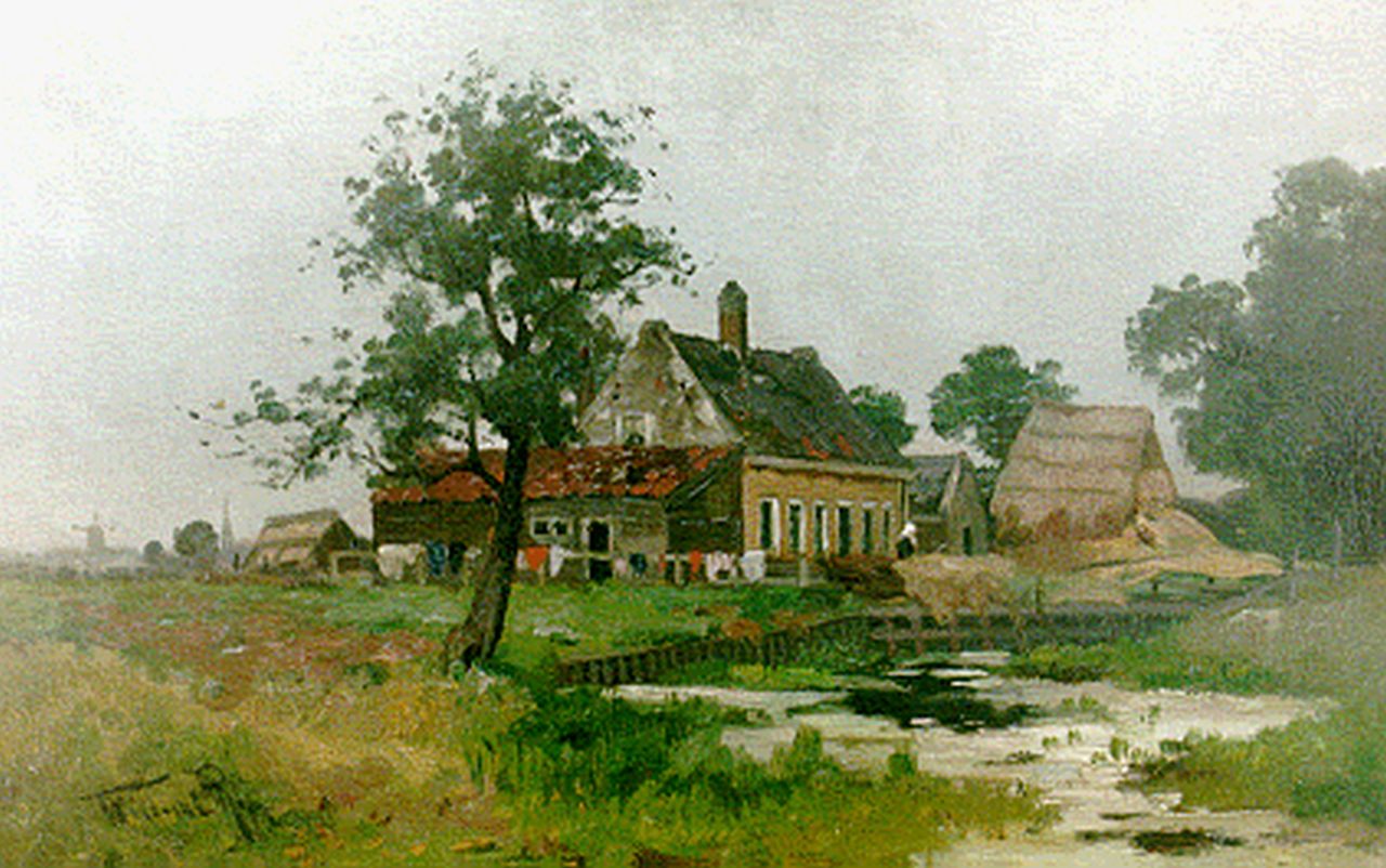 Rip W.C.  | 'Willem' Cornelis Rip, A farmstead near IJsselmonde, Rotterdam, oil on canvas 32.8 x 51.2 cm, signed l.l.