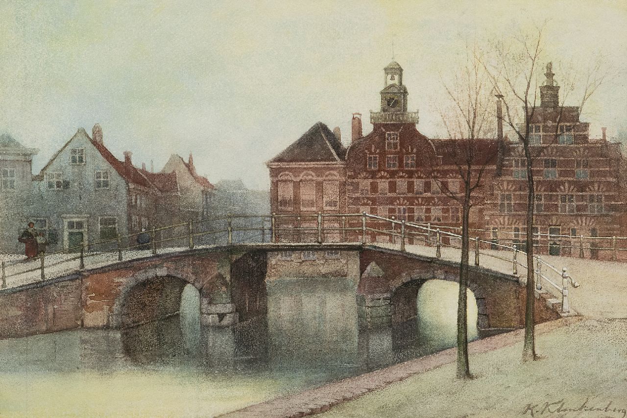 Klinkenberg J.C.K.  | Johannes Christiaan Karel Klinkenberg | Watercolours and drawings offered for sale | The Oude Vrouwen- en Kinderhuis on the Spui in The Hague (The old women- and childrens home), watercolour on paper 29.1 x 41.7 cm, signed l.r.