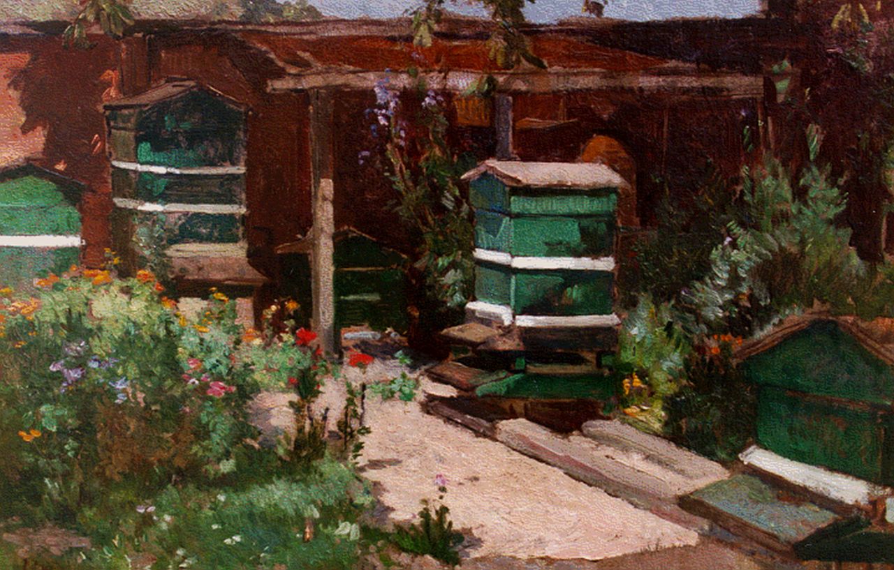 Akkeringa J.E.H.  | 'Johannes Evert' Hendrik Akkeringa, Beehives, oil on canvas 29.2 x 40.0 cm, signed l.l.