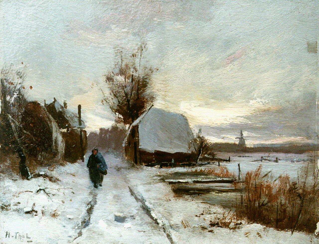 Thol H.O. van | Hendrik Otto van Thol, A winter landscape, 18.8 x 24.5 cm, signed l.l.