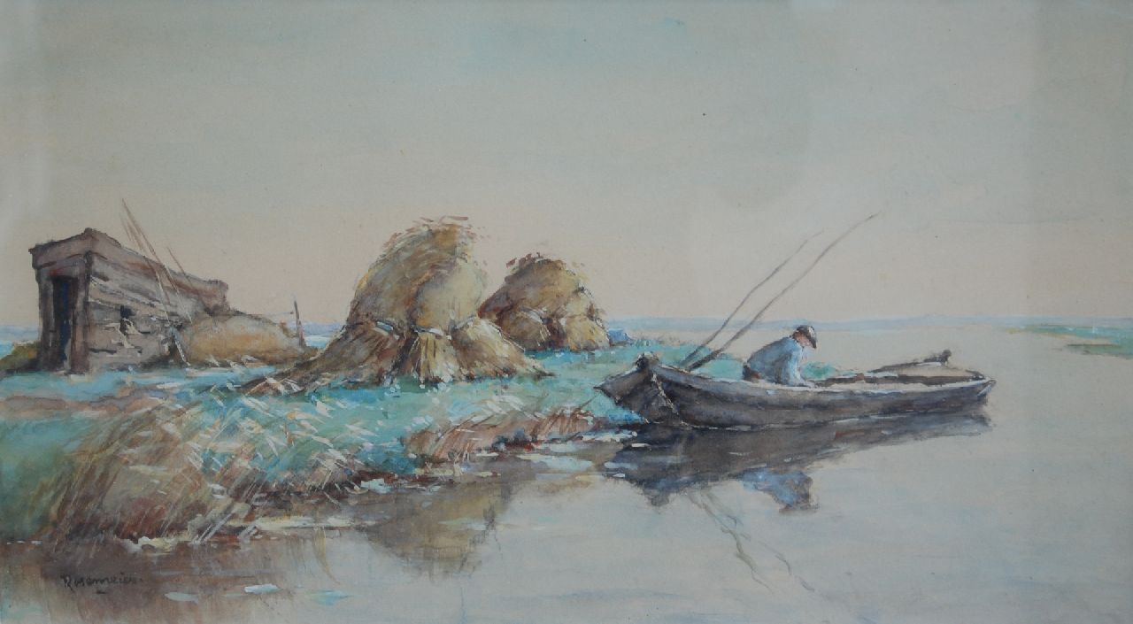 Rosemeier A.C. | Alexander Coenraad 'Alex' Rosemeier | Watercolours and drawings offered for sale | Angler in a polder landscape, watercolour on paper 27.5 x 47.5 cm, signed l.l. Rosemeier A.C. | Alexander Coenraad 'Alex' Rosemeier | Watercolours and drawings offered for sale | Angler in a polder landscape, watercolour on paper 27.5 x 47.5 cm, signed l.l.