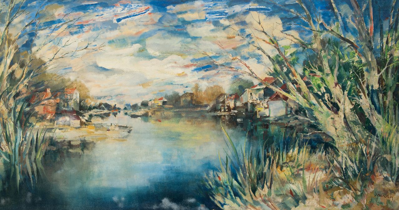 Saverys A.  | Albert Saverys | Paintings offered for sale | A summer view of the Leie, oil on canvas 157.0 x 290.0 cm, signed l.c. and painted late 1950's