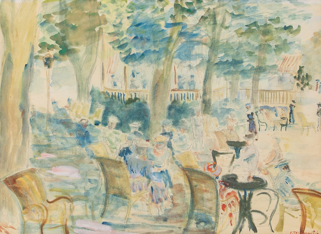 Terechkovitch K.A.  | 'Kostia' Andreevich Terechkovitch | Watercolours and drawings offered for sale | Park in Paris, watercolour on paper 48.0 x 64.0 cm, signed l.r.