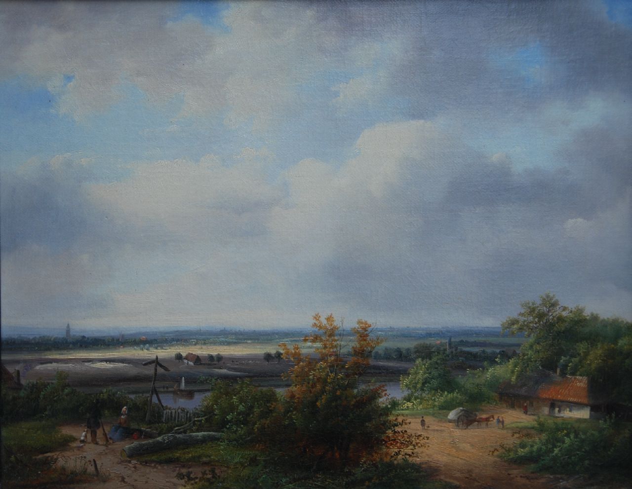 Johannes Petrus van Velzen | Panoramic river landscape, oil on canvas, 37.0 x 47.0 cm, signed l.l.