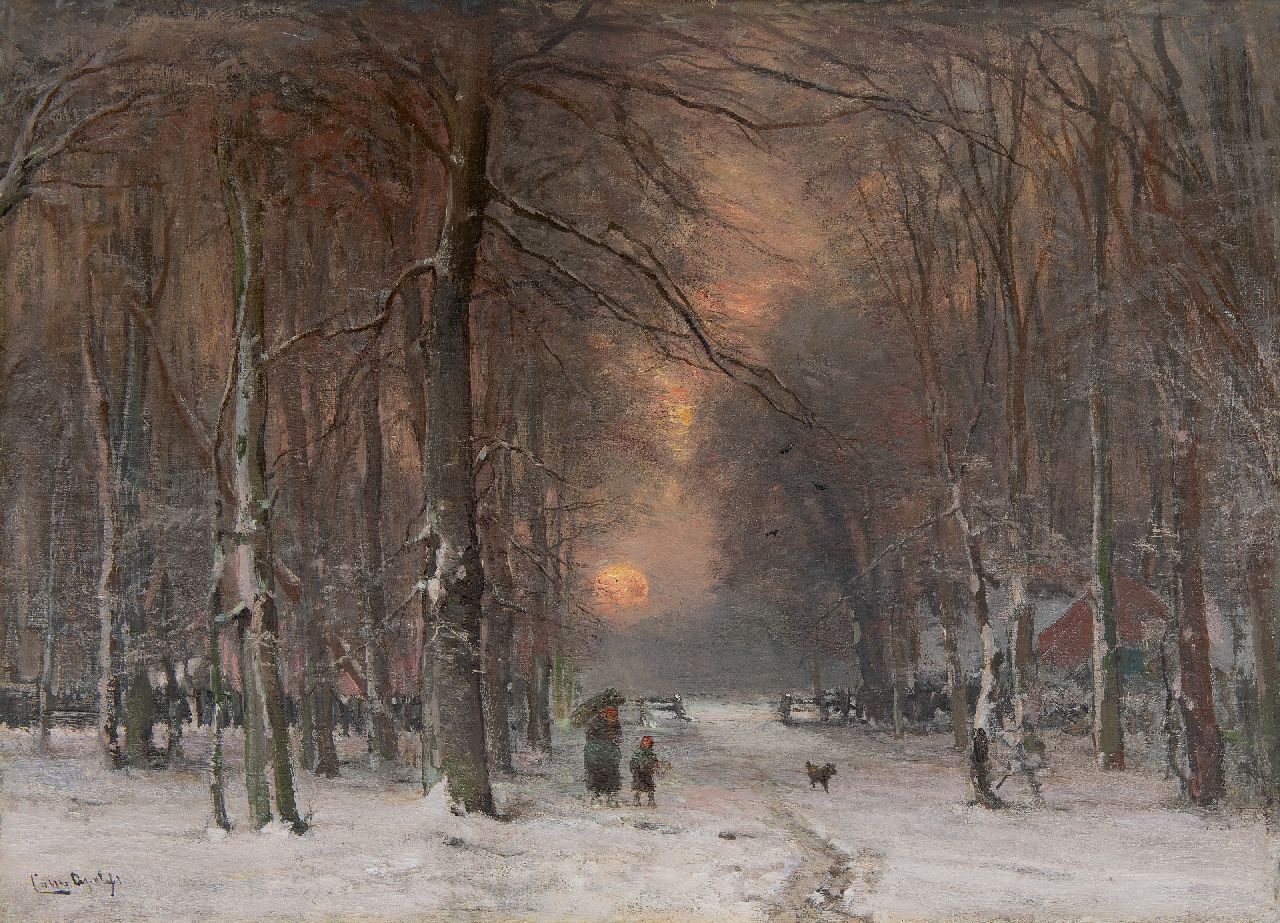 Apol L.F.H.  | Lodewijk Franciscus Hendrik 'Louis' Apol, Winter landscape with wood gatherers, oil on canvas 50.6 x 71.0 cm, signed l.l.