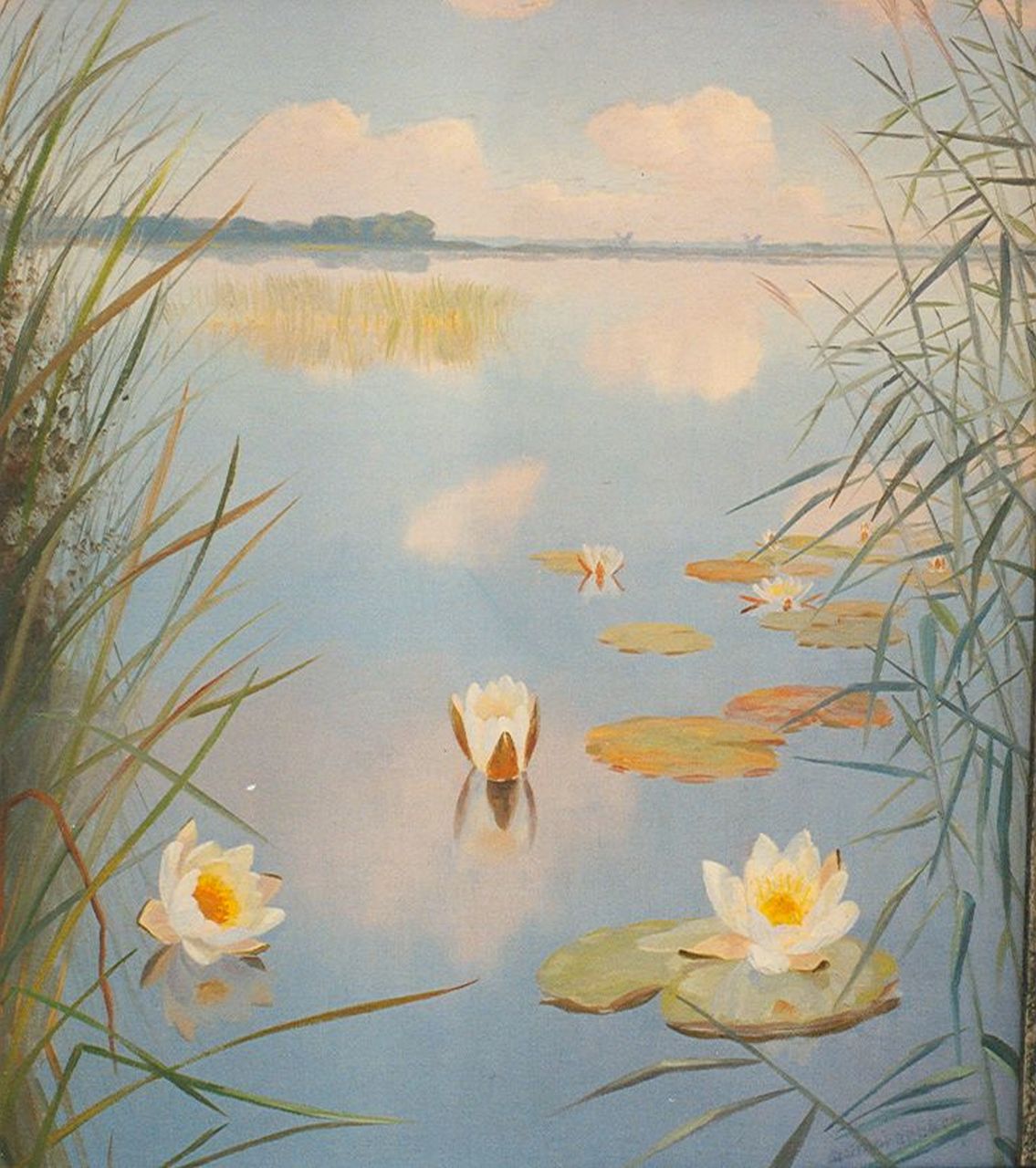 Smorenberg D.  | Dirk Smorenberg, Waterlilies, oil on canvas 50.0 x 45.0 cm, signed l.r.