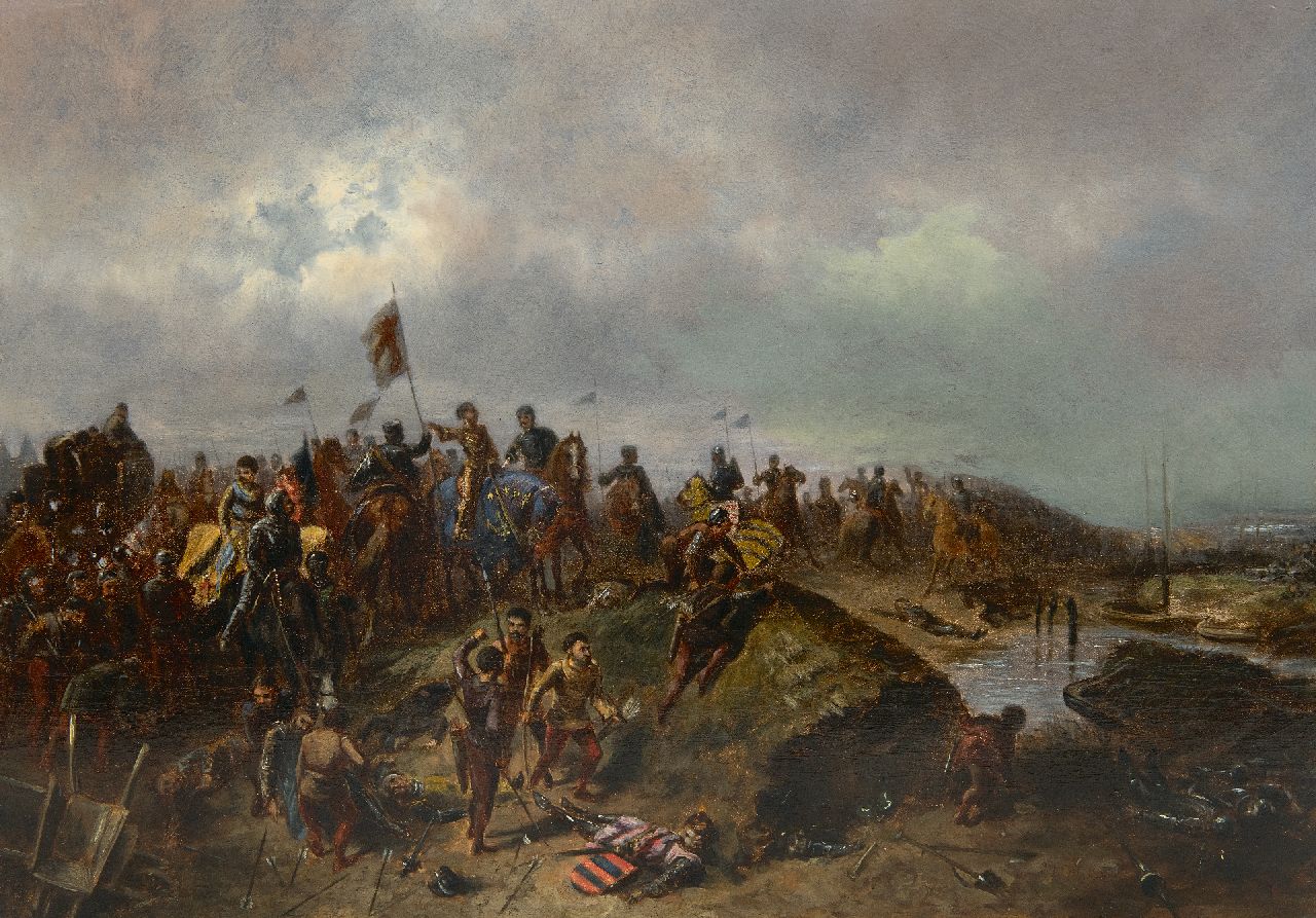 Fardon P.J.  | Pierre Jean Fardon | Paintings offered for sale | After the battle, oil on panel 26.0 x 36.2 cm, signed l.r.