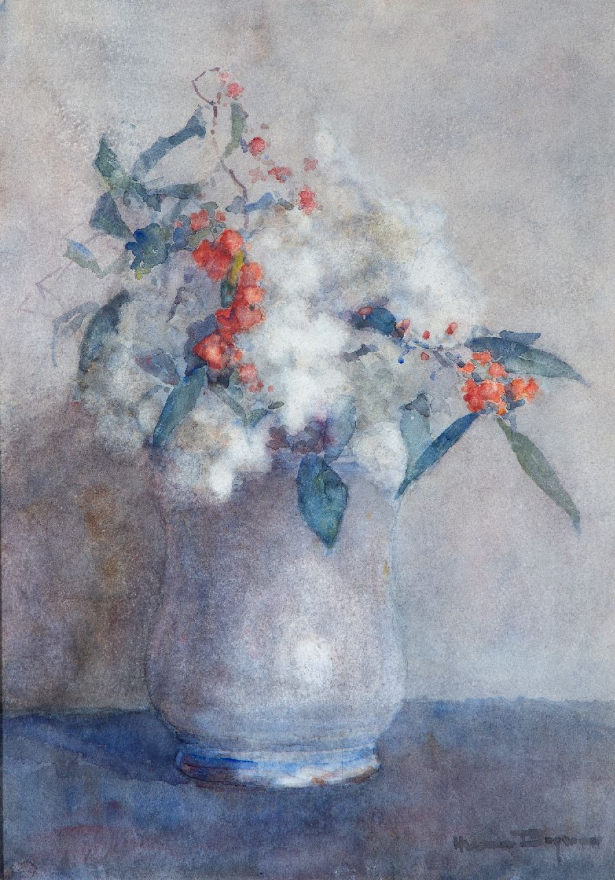 Herman Bogman | Flowering branches in a vase, watercolour on paper, 49.3 x 34.6 cm, signed l.r.