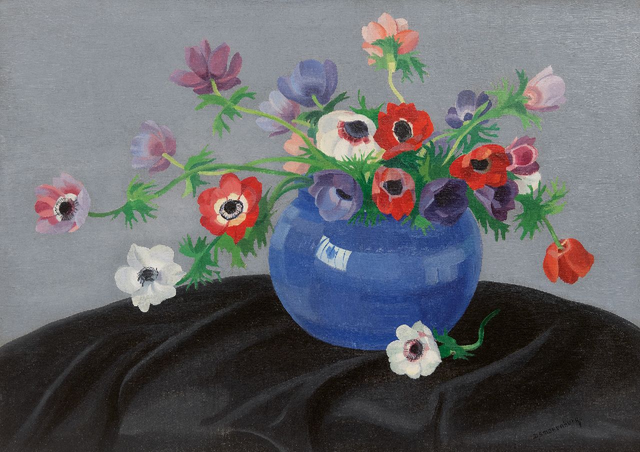 Smorenberg D.  | Dirk Smorenberg | Paintings offered for sale | Anemones in a Vase, oil on canvas 50.0 x 70.2 cm, signed l.r.