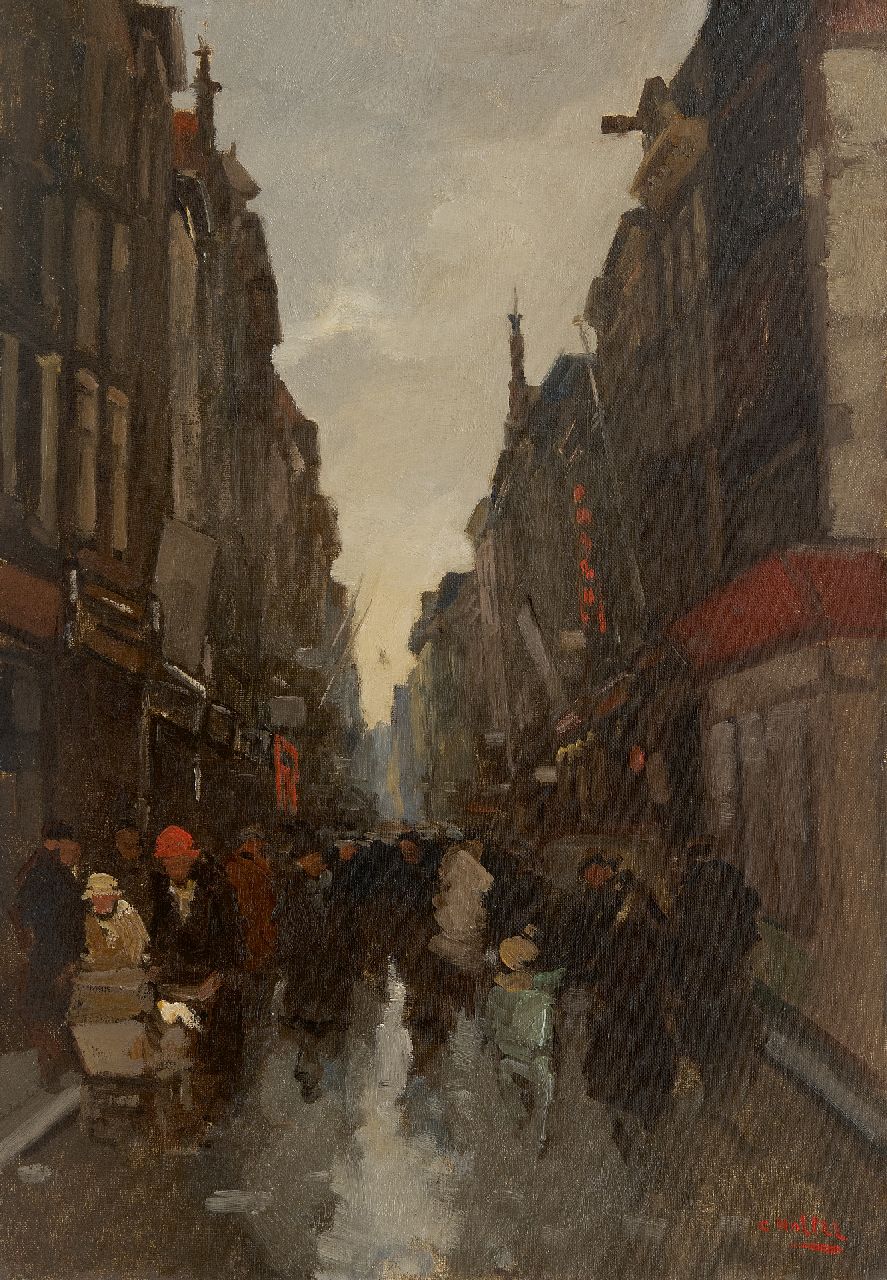 Noltee B.C.  | Bernardus Cornelis 'Cor' Noltee | Paintings offered for sale | Crowdy shopping street, oil on canvas 50.3 x 35.2 cm, signed l.r.