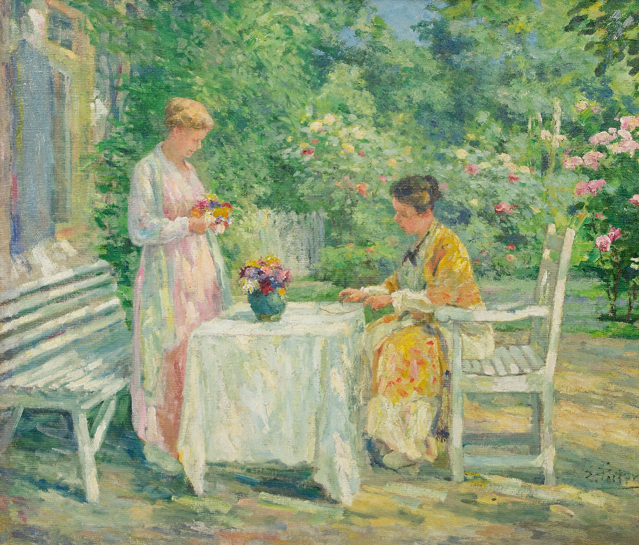 Pieters E.  | Evert Pieters | Paintings offered for sale | In the garden, oil on canvas 79.4 x 92.8 cm, signed l.r.