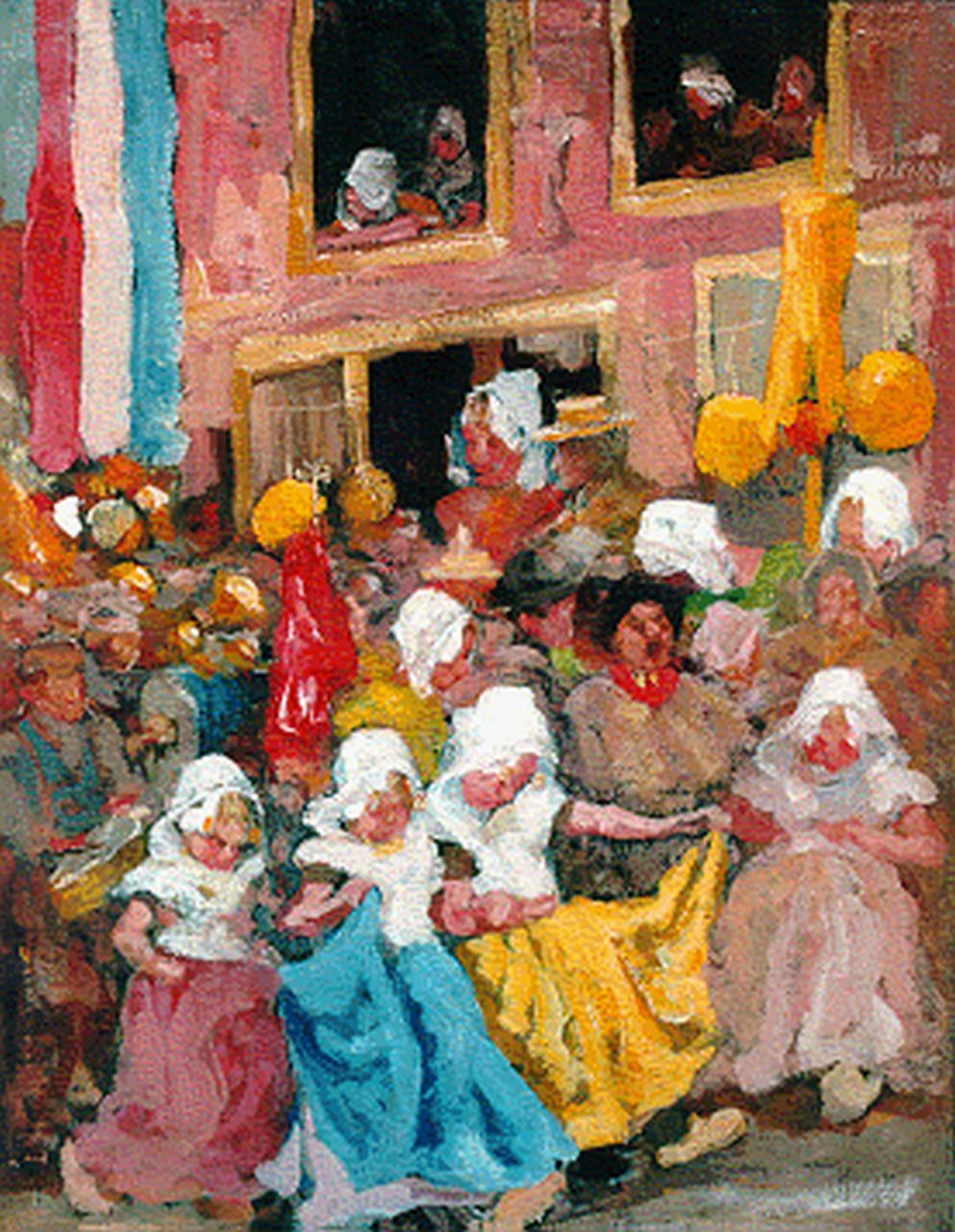 Hijner A.  | Arend Hijner, Coronation day, Zeeland, oil on canvas 43.5 x 32.8 cm, signed l.r. and dated '[?]8