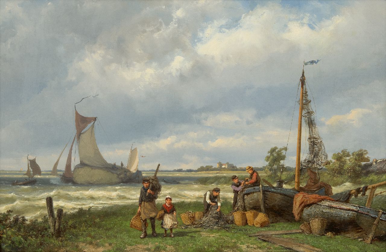 Koekkoek J.H.B.  | Johannes Hermanus Barend 'Jan H.B.' Koekkoek | Paintings offered for sale | At the zuiderzee, oil on canvas 42.8 x 67.2 cm, signed on the reverse and dated on the reverse 1881