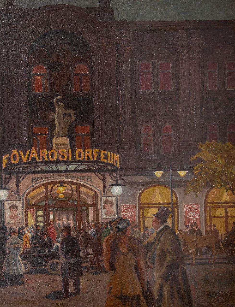 Antal Berkes | At the Variety Theater Fövárosi Orfeum in Budapest, oil on canvas, 115.3 x 89.0 cm, signed l.r. and dated (unclaer)