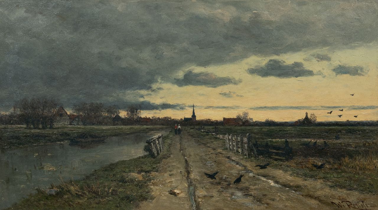 Roelofs W.  | Willem Roelofs, Landscape with an emerging storm, oil on canvas 56.0 x 95.8 cm, signed l.r.