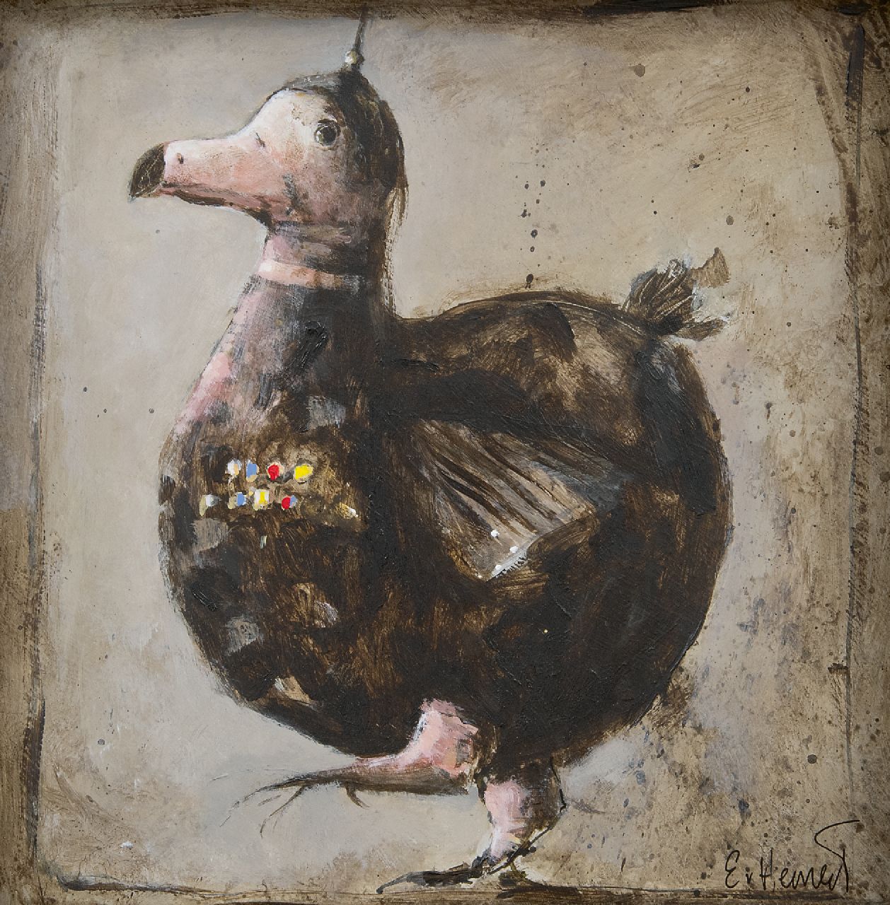 Hemert E. van | Evert van Hemert, German DODO, acrylic on board 29.2 x 29.1 cm, signed l.r.