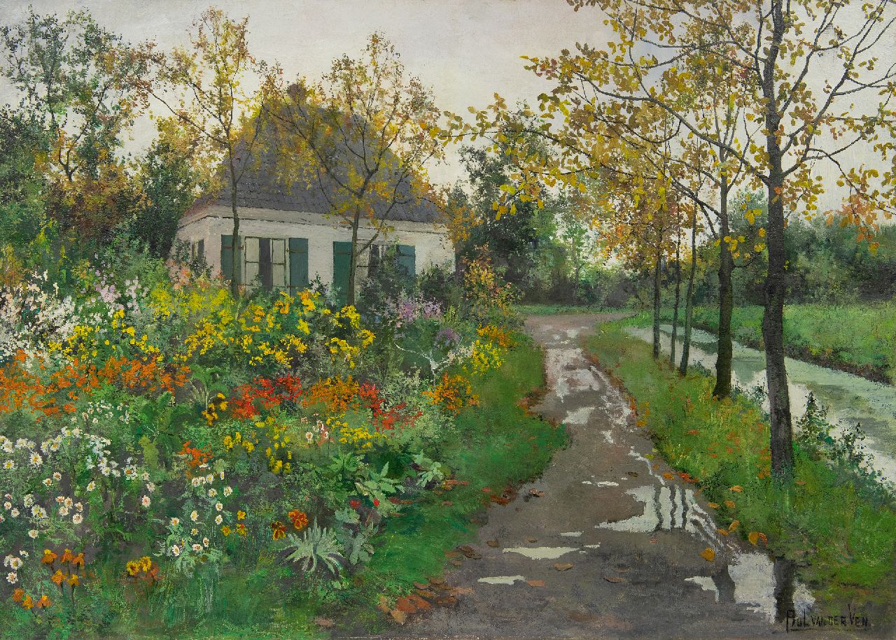 Ven P.J. van der | 'Paul' Jan van der Ven, Garden in full bloom, oil on canvas 65.6 x 90.3 cm, signed l.r.