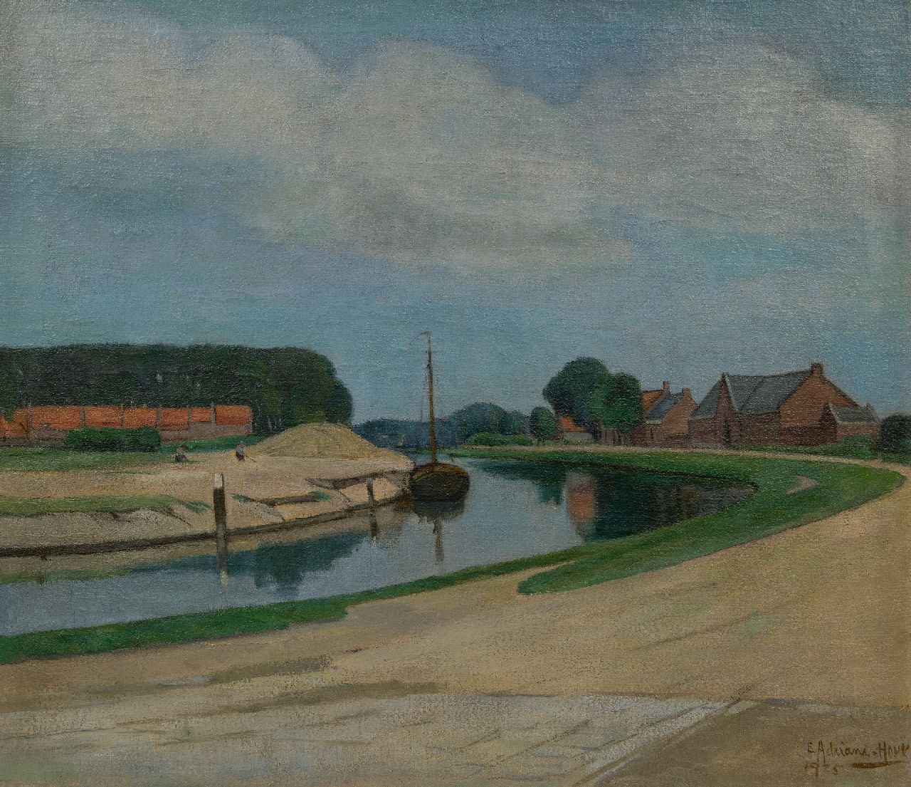 Adriani-Hovy E.M.H.  | 'Elisabeth' Marie Hendrika Adriani-Hovy | Paintings offered for sale | The river Vecht near Oud-Zuilen, oil on canvas 70.2 x 80.0 cm, signed l.r. and dated 1925