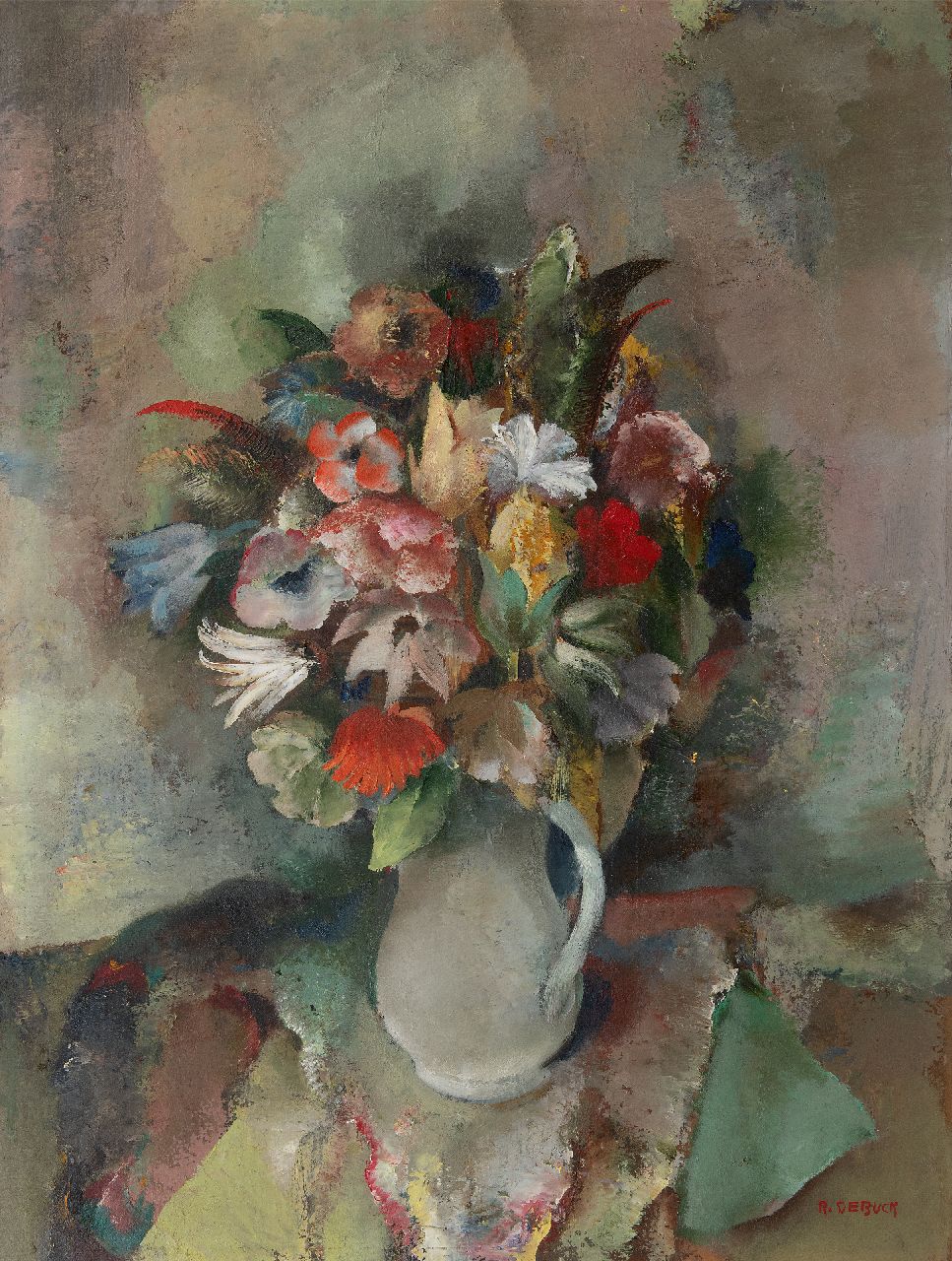 Buck R. de | Raphaël de Buck | Paintings offered for sale | Flowers in a white vase, oil on board 84.0 x 63.2 cm, signed l.r.
