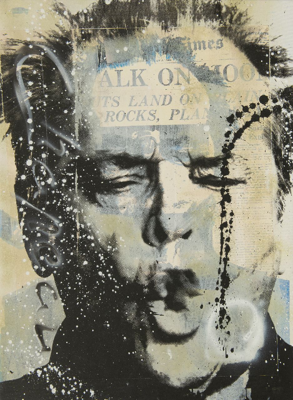 Chapeau R.  | Ronald Chapeau | Paintings offered for sale | Jack Nicholson, mixed media on canvas 74.9 x 55.2 cm, signed c.l.