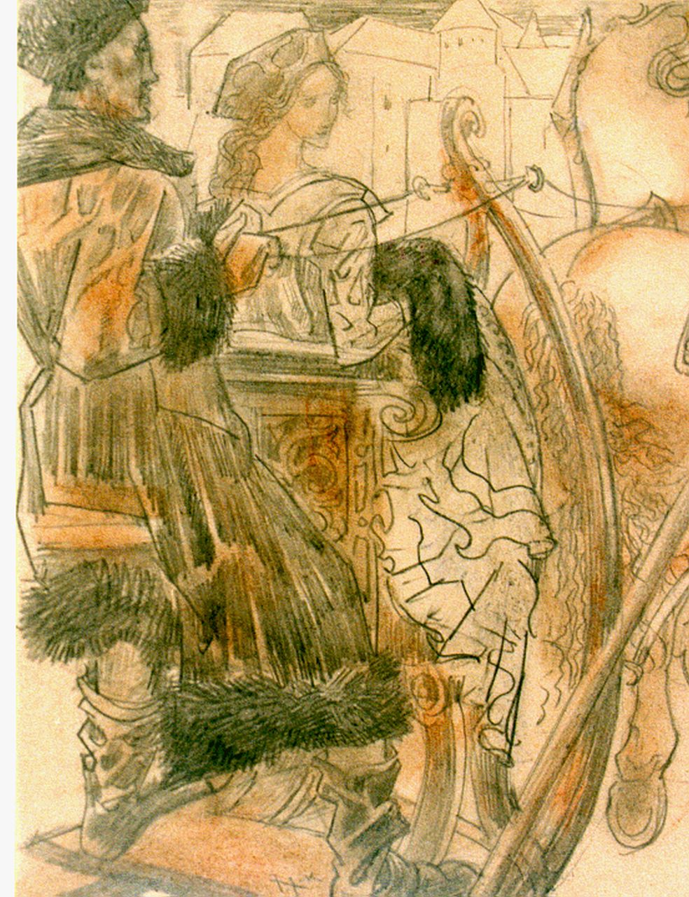 Konijnenburg W.A. van | Willem Adriaan van Konijnenburg, Horse-sledge, mixed media on paper 11.5 x 9.0 cm, signed l.l. with monogram and dated '42