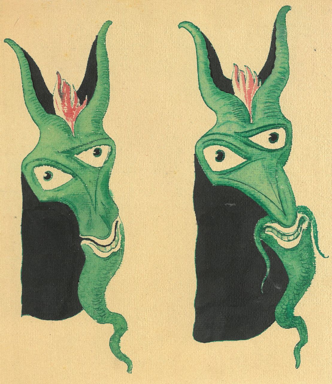 Schnell G. van | Gabriel van Schnell |  offered for sale | Two fantasy grotesques I, ink and watercolour on cardboard 25.7 x 22.1 cm, without frame