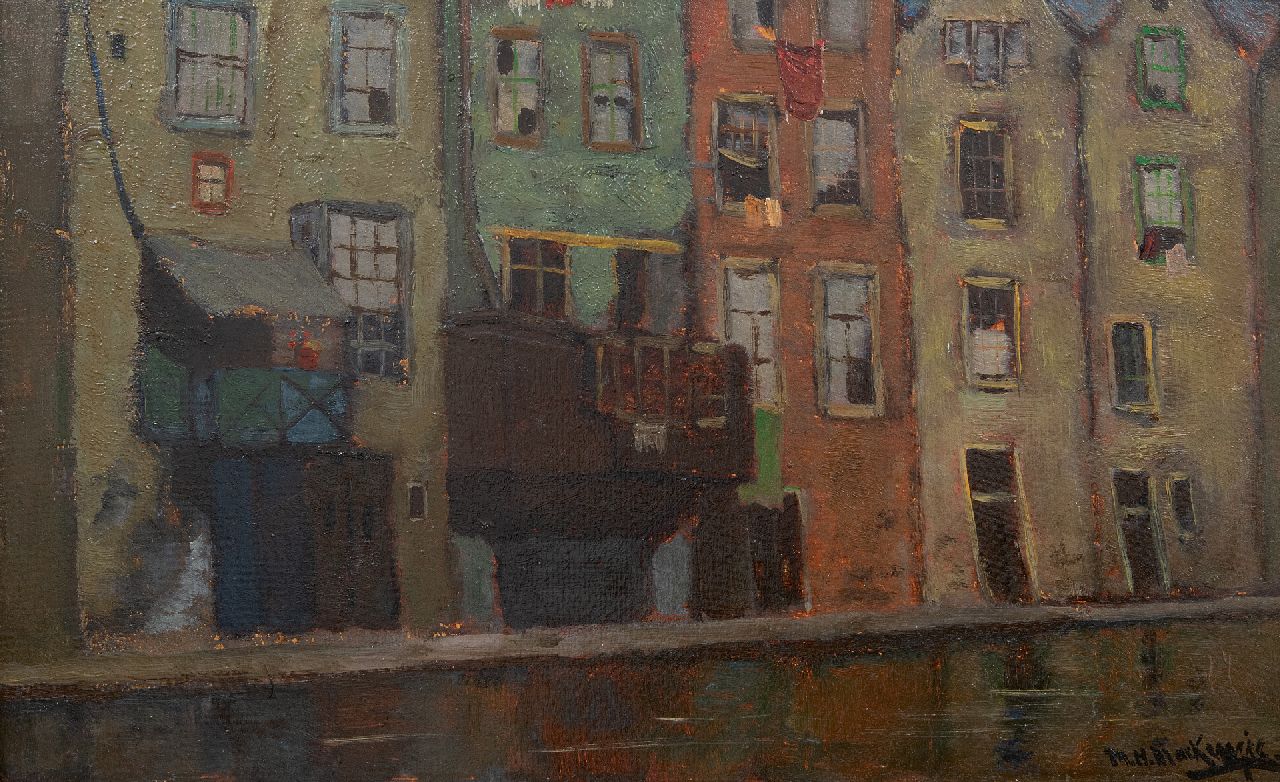 Mackenzie M.H.  | Marie Henri Mackenzie, A view of the Oudezijds Achterburgwal, Amsterdam, oil on board 24.9 x 39.7 cm, signed l.r.