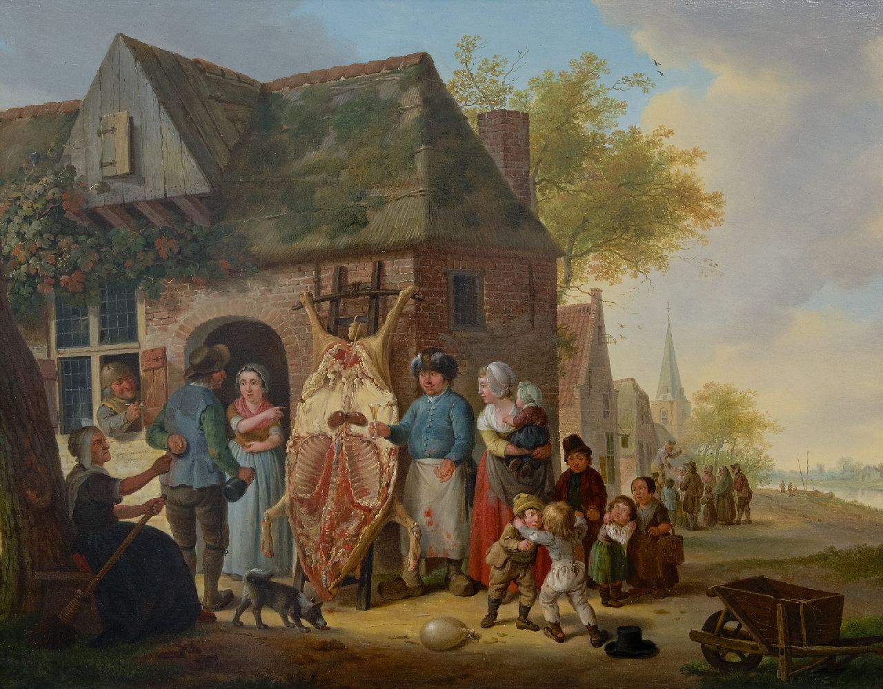 Cuylenburgh (II) C. van | Cornelis van Cuylenburgh (II) | Paintings offered for sale | Village scene, after the slaughter of the pig, oil on panel 49.7 x 64.0 cm, signed c.l. and dated 1797