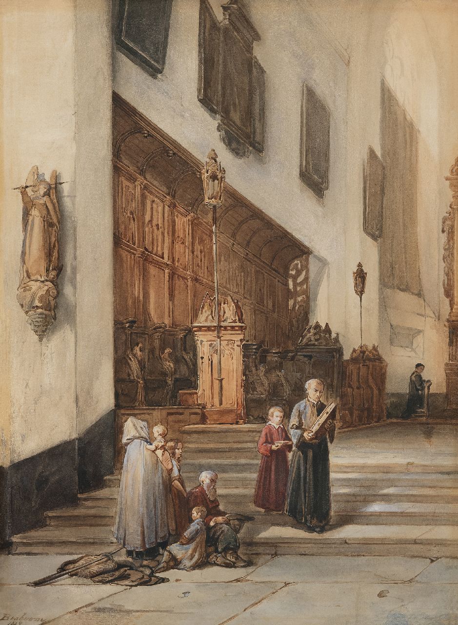 Bosboom J.  | Johannes Bosboom | Watercolours and drawings offered for sale | The choir of St. Martin's in Emmerich, watercolour on paper 55.6 x 41.0 cm, signed l.l. and dated 1859