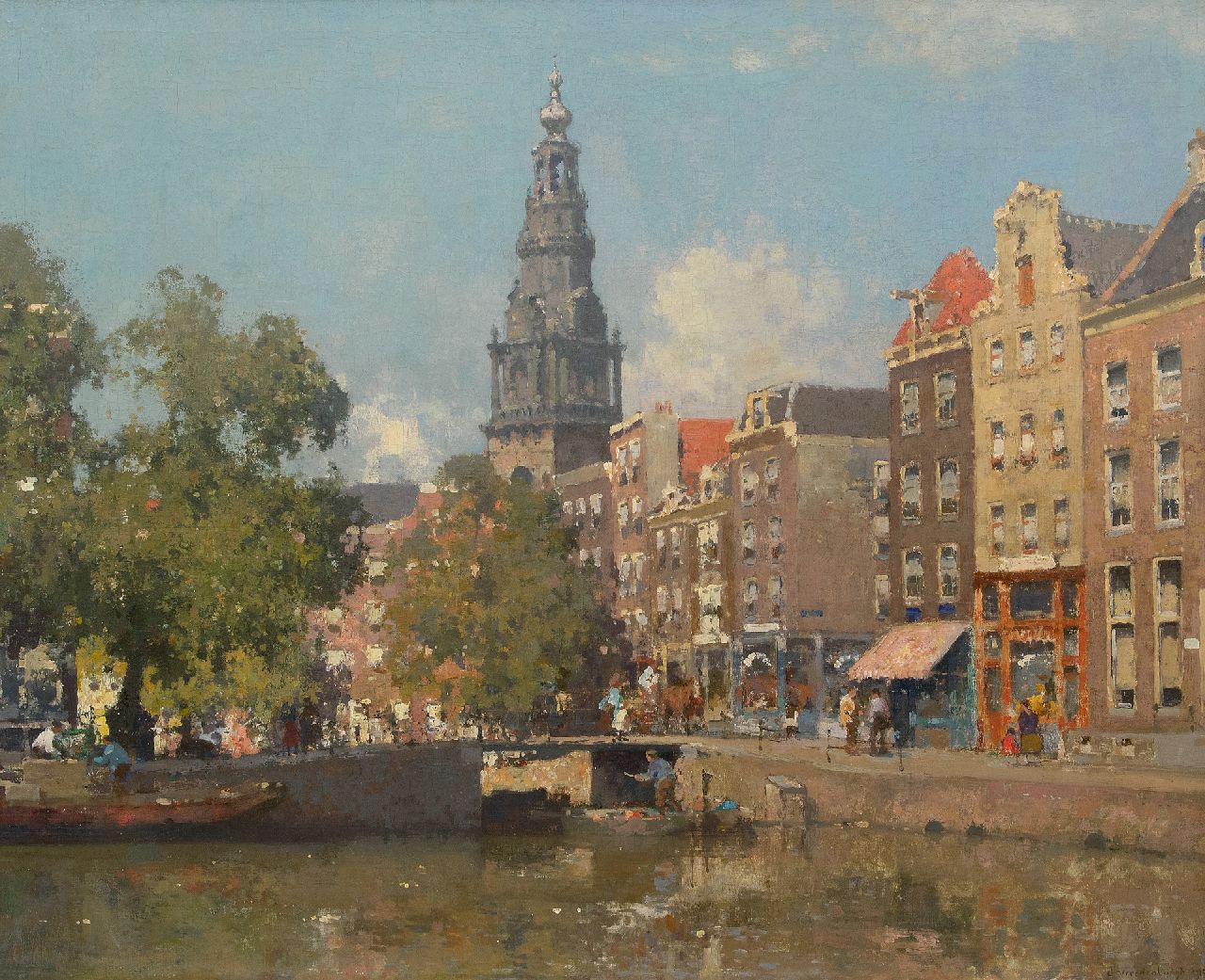 Vreedenburgh C.  | Cornelis Vreedenburgh | Paintings offered for sale | A view of the Raamgracht and the tower of the Zuiderkerk, Amsterdam, oil on canvas 77.0 x 94.0 cm, signed l.r. and dated 1927