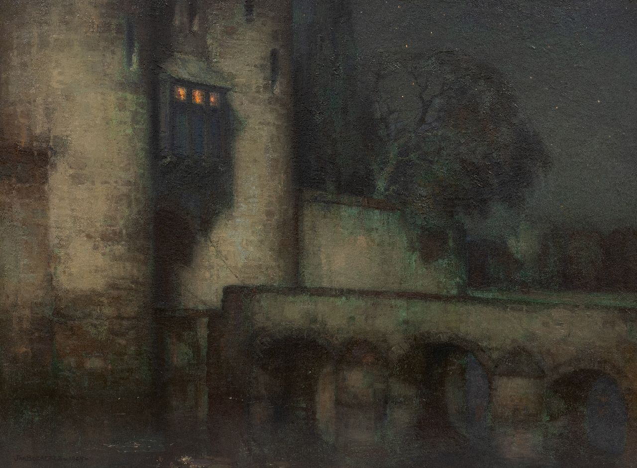 Bogaerts J.J.M.  | Johannes Jacobus Maria 'Jan' Bogaerts | Paintings offered for sale |   Castle with drawbridge at night, oil on canvas 45.4 x 60.3 cm, signed l.l. and dated 1924