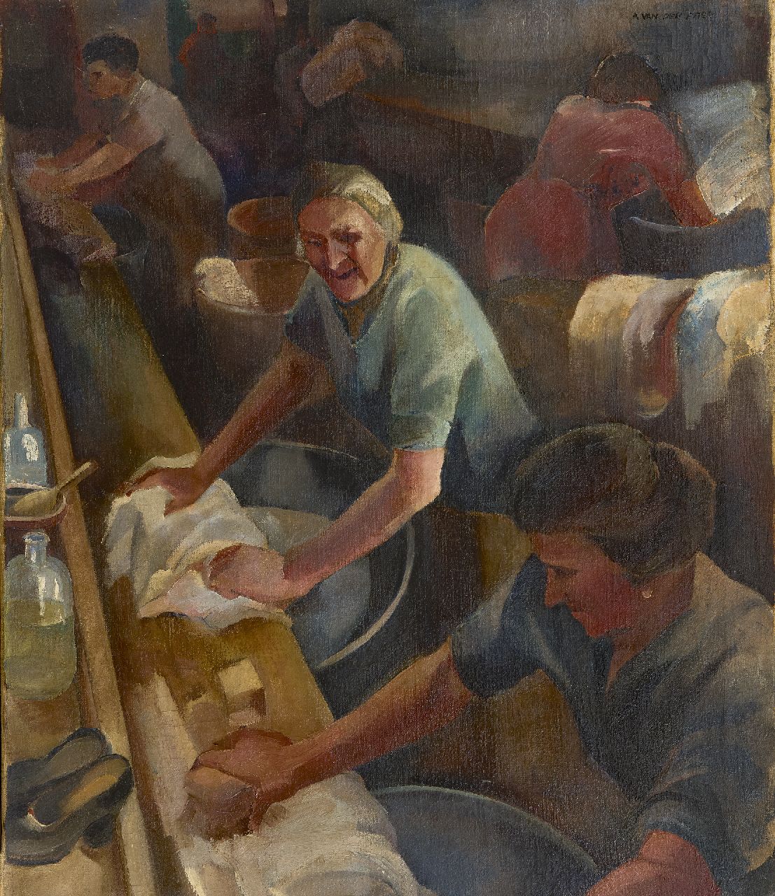 Feer A. van der | Anna 'Anneke' van der Feer, Laundresses, oil on canvas 70.3 x 60.1 cm, signed u.r.