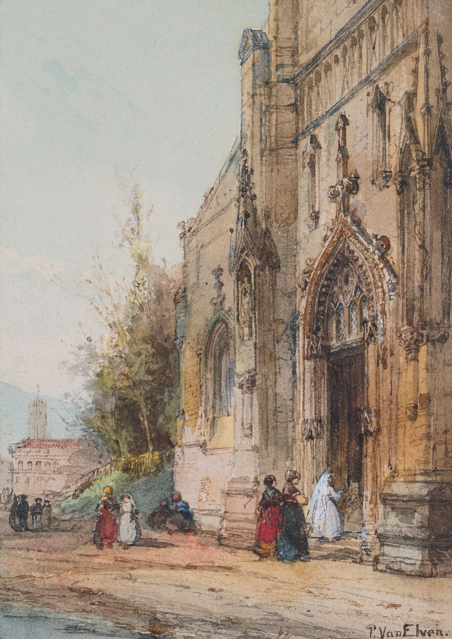 Tetar van Elven P.H.T.  | Petrus Henricus Theodorus 'Pierre' Tetar van Elven | Watercolours and drawings offered for sale | Wedding in the Italian campagna, watercolour on paper 17.8 x 12.7 cm, signed l.r.