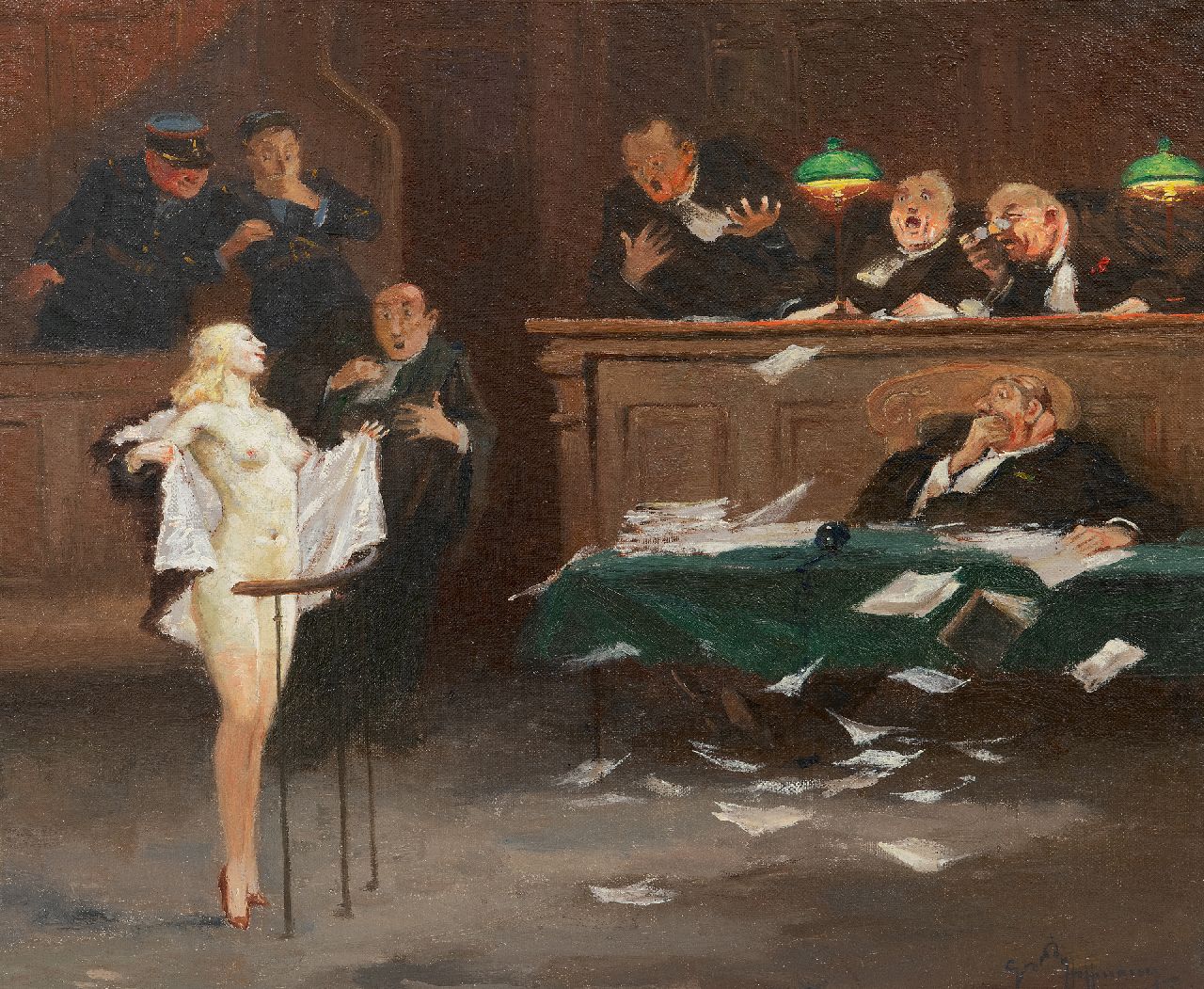 Gaston Hoffmann | The final argument, oil on canvas, 38.1 x 46.0 cm, signed l.r.