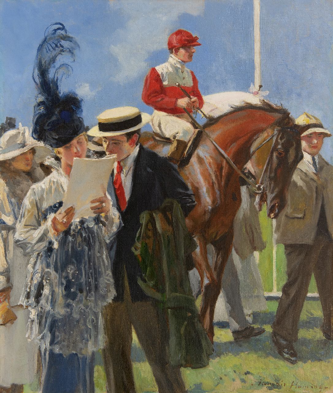 Flameng F.  | François Flameng | Paintings offered for sale | At the races, oil on canvas 55.0 x 46.2 cm, signed l.r.