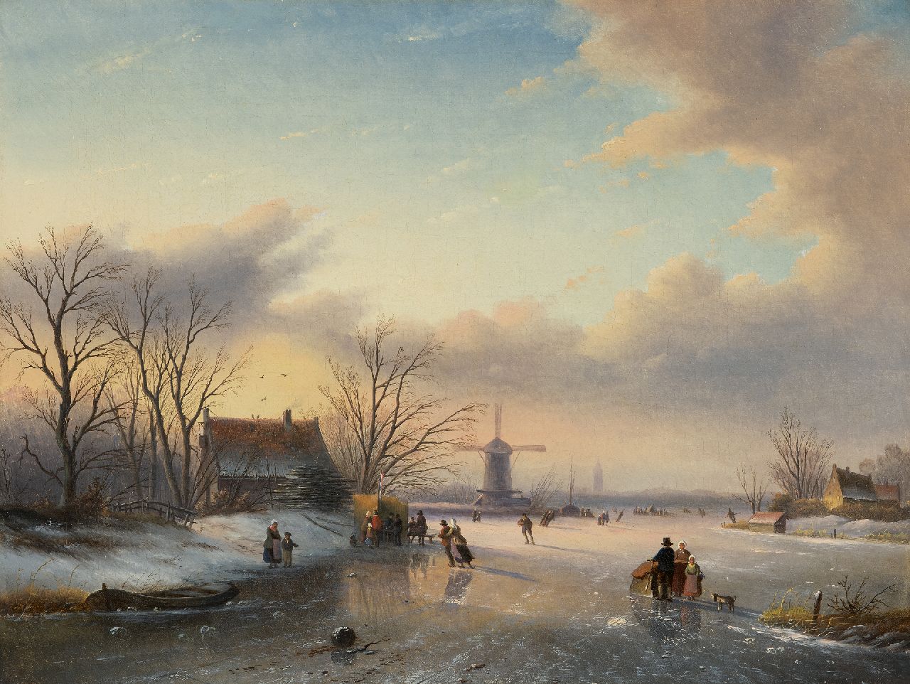 Spohler J.J.C.  | Jacob Jan Coenraad Spohler | Paintings offered for sale | Winter landscape with skaters, oil on canvas 43.5 x 57.4 cm, signed l.r. and dated '57