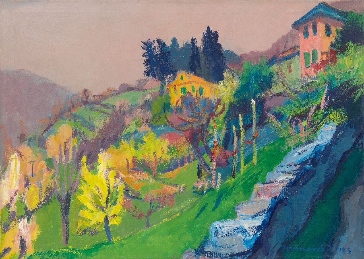 Vries J. de | Jannes de Vries, Landscape at Domodossola, Italy, oil on canvas 50.3 x 70.4 cm, signed l.r.