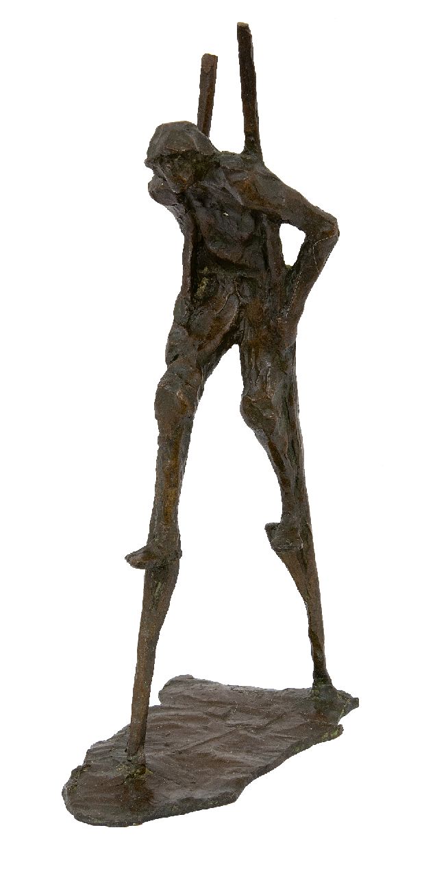 Bakker W.F.  | Willem Frederik 'Jits' Bakker | Sculptures and objects offered for sale | Stilt walker, bronze 32.0 x 8.0 cm, signed on the base