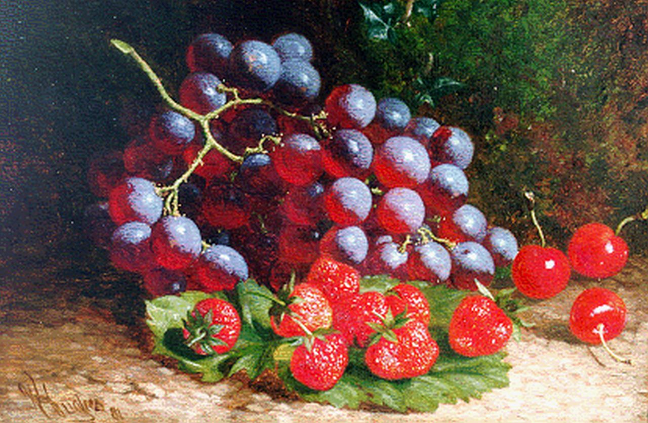 William Hughes | A still life with strawberries and grapes, oil on canvas, 20.0 x 30.2 cm, signed l.l. and dated '81