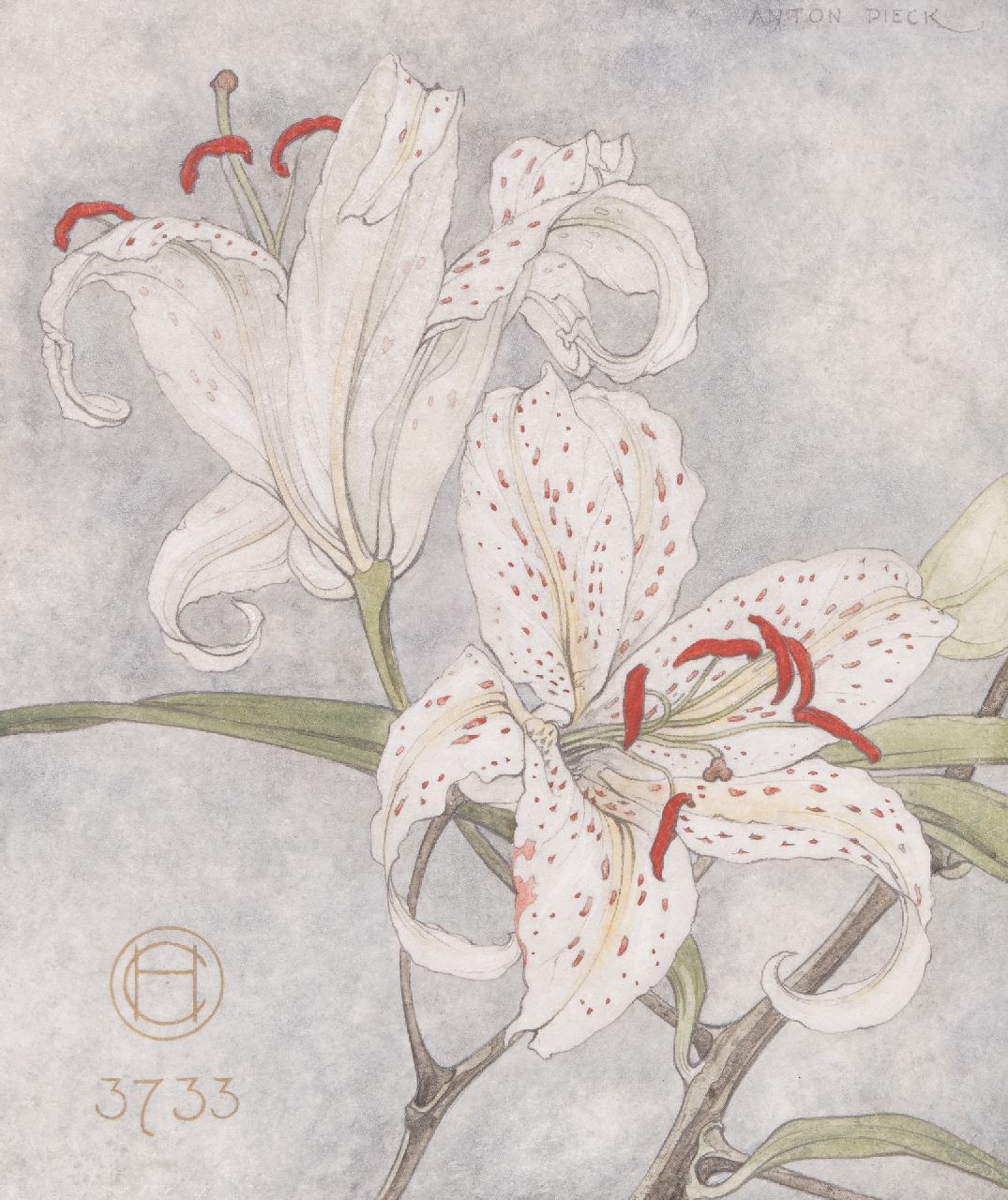 Anton Pieck | Tigerlilien, watercolour on paper, 22.8 x 19.0 cm, signed u.r.