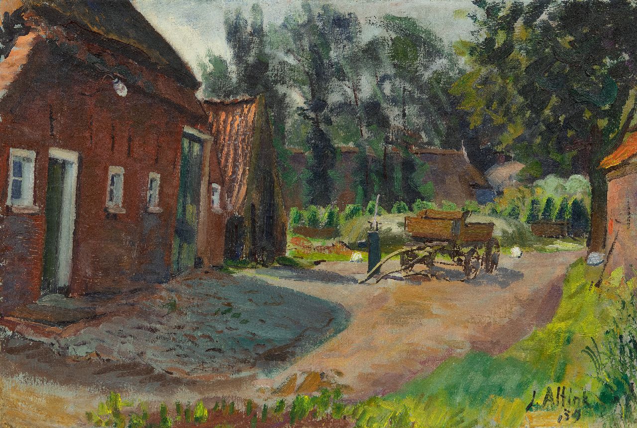 Altink J.  | Jan Altink, Farmyard with cart, oil on canvas 44.4 x 66.1 cm, signed l.r. and dated '39