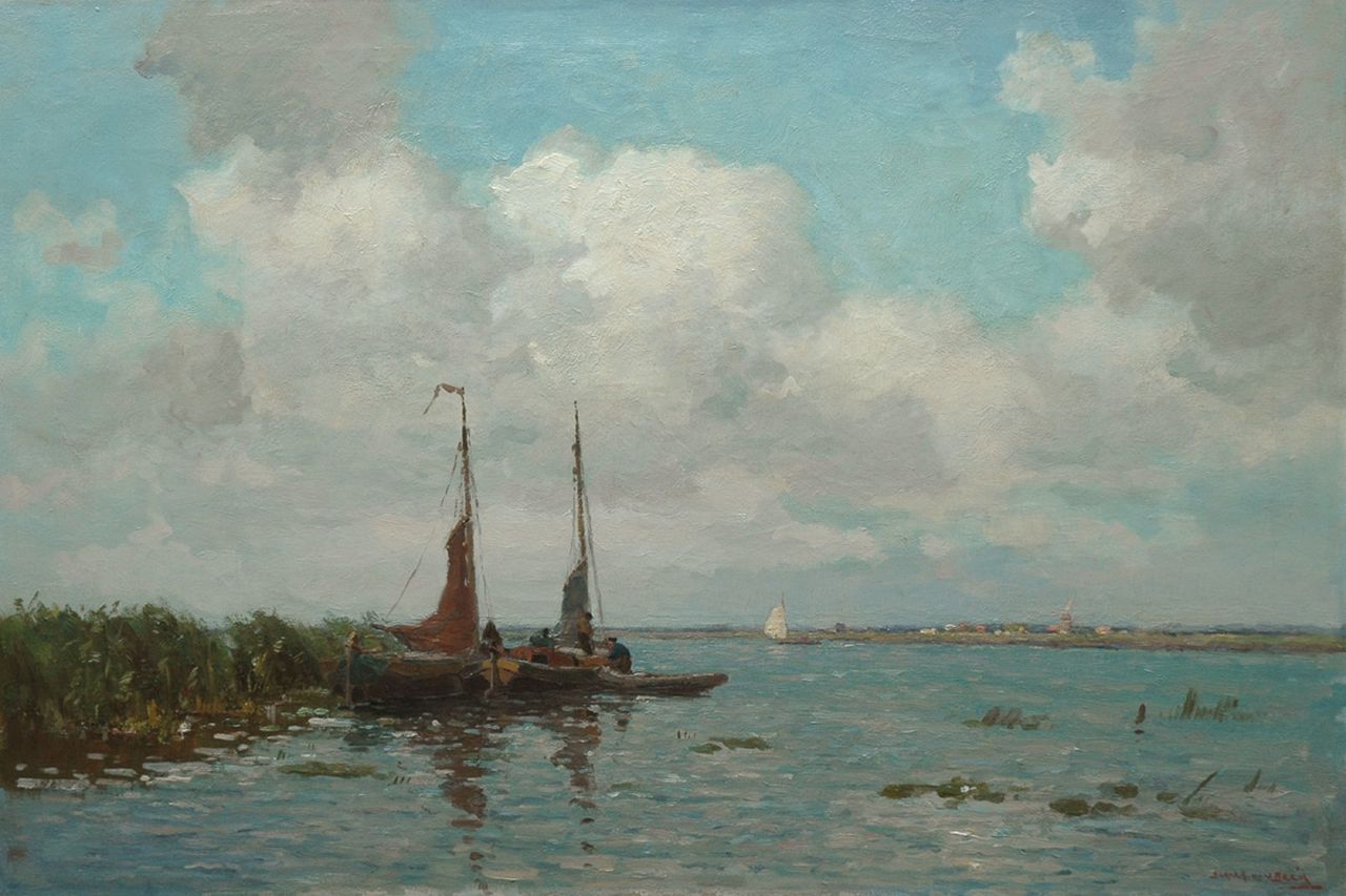 Beek B.A. van | Bernardus Antonie van Beek, The lakes of Kortenhoef, oil on canvas 70.5 x 105.3 cm, signed l.r.
