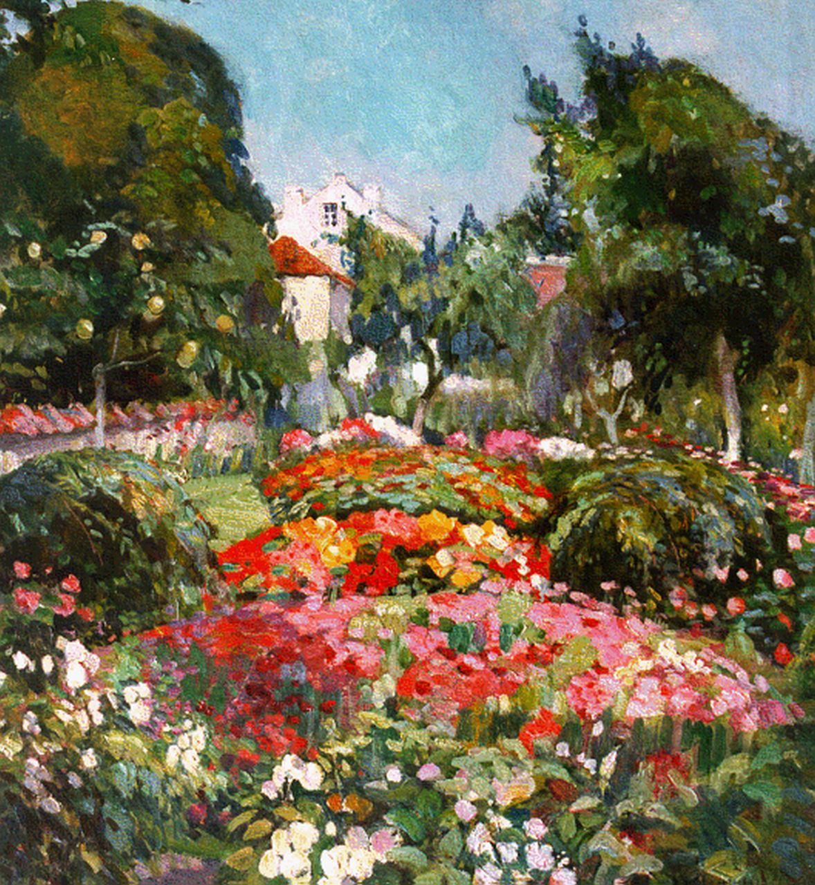 Monceau de Bergendael M. du | Mathilde du Monceau de Bergendael, Jardin en Brabant, oil on canvas 59.8 x 50.3 cm, signed l.r. and dated 1917