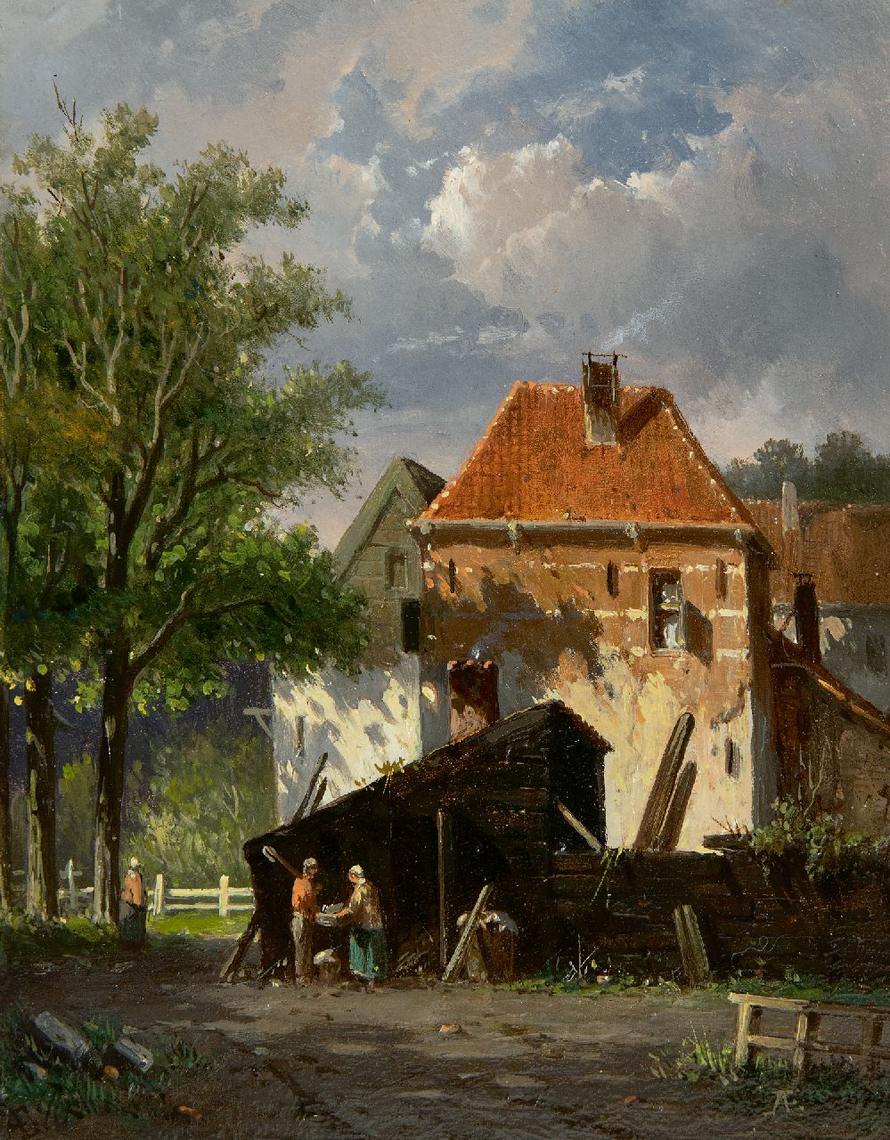 Eversen A.  | Adrianus Eversen | Paintings offered for sale | A sunny town scene (possibly Harderwijk), oil on panel 19.2 x 15.2 cm, signed l.r. with monogram